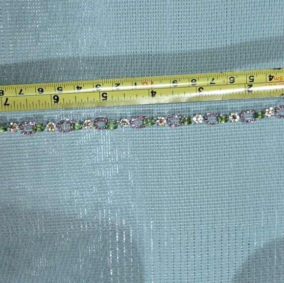 Unheated Oval peridot,Rhodolite,sapphire 7.5" 14 kwgp over sterling silver NWOT - Picture 9 of 10